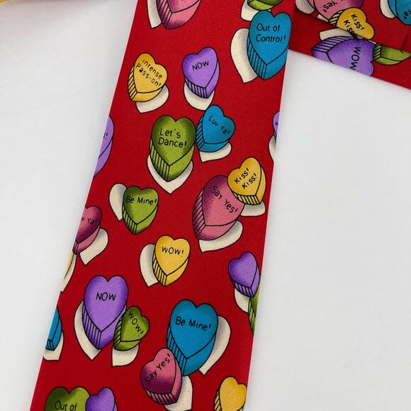 Sweetarts Valentine's Candy Heart Tie Red Blue Purple Love - Picture 8 of 16